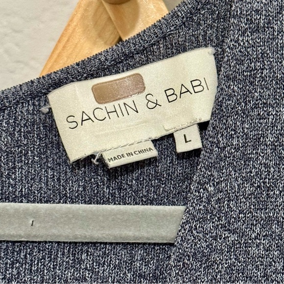 Sachin + Babi Rayon Heather Grey Knit Cascading Ruffles Feminine Dress Sz L - Picture 7 of 9